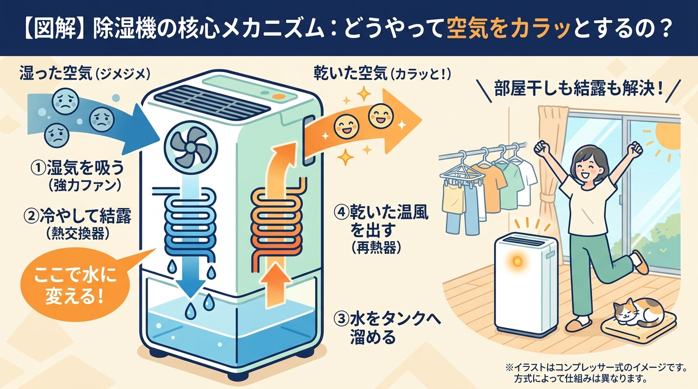 【2026年】除湿機おすすめ8選｜梅雨・部屋干し・結露対策を徹底比較 inline2 インフォグラフィック