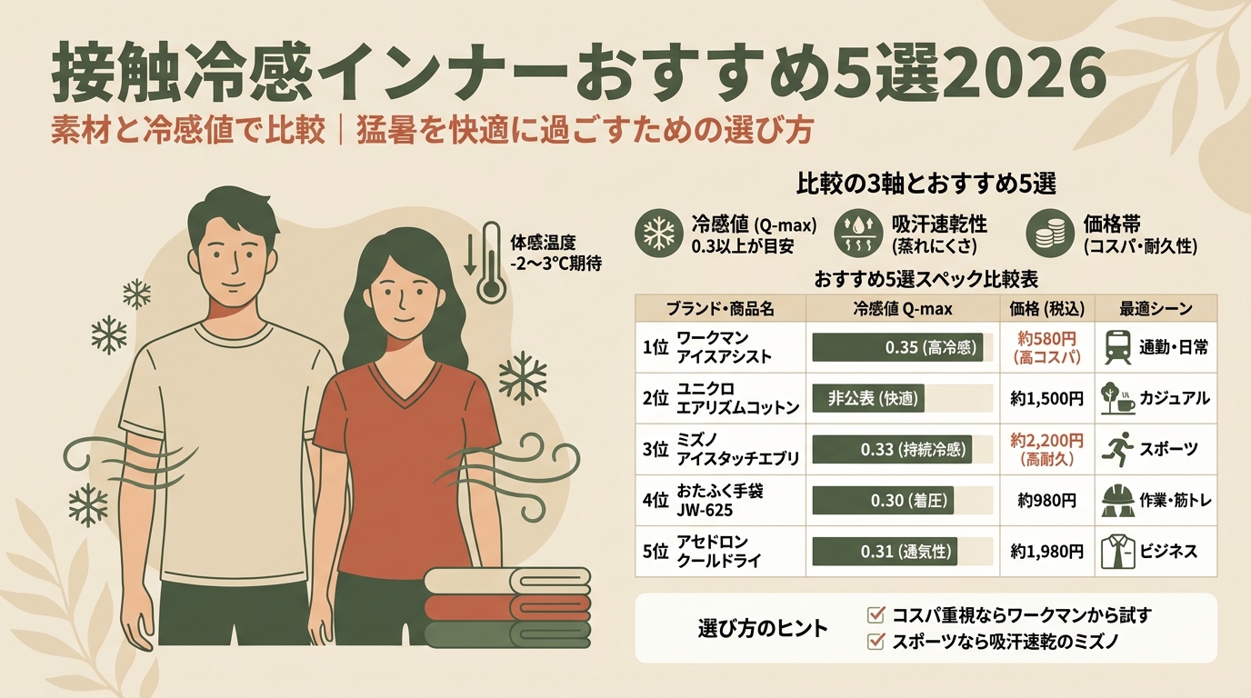 接触冷感インナーおすすめ5選2026｜素材と冷感値で比較 アイキャッチ（PC用）