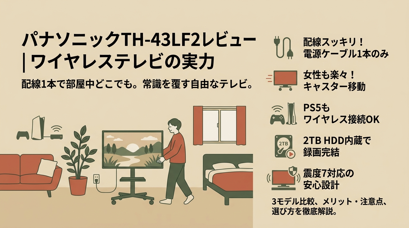 パナソニックTH-43LF2レビュー｜ワイヤレステレビの実力 アイキャッチ（PC用）