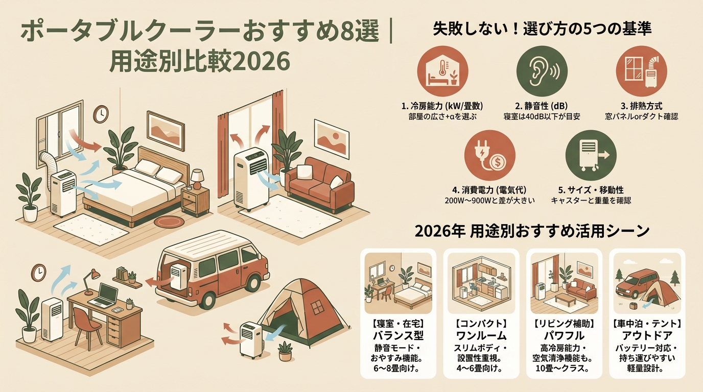 ポータブルクーラーおすすめ8選｜用途別比較2026 アイキャッチ（PC用）