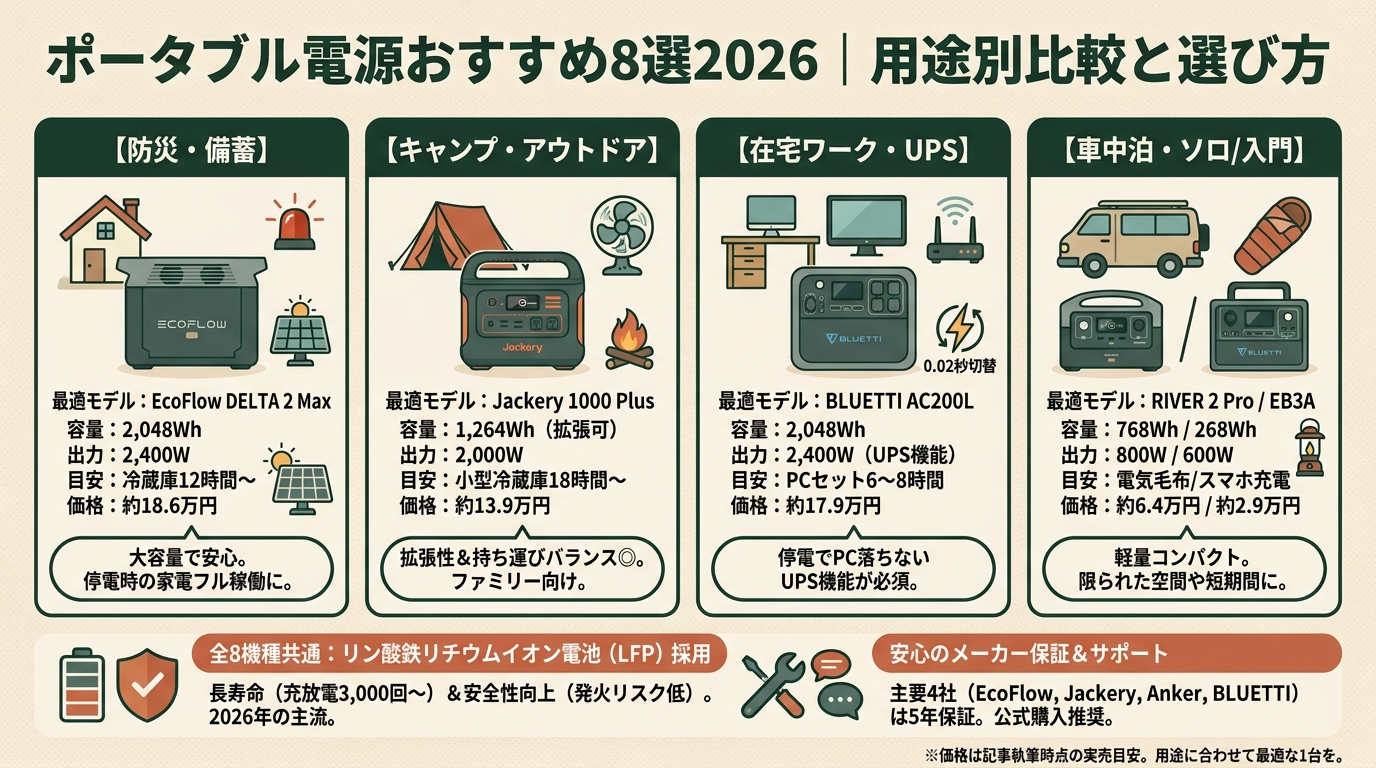 ポータブル電源おすすめ8選2026｜用途別比較と選び方 アイキャッチ（PC用）