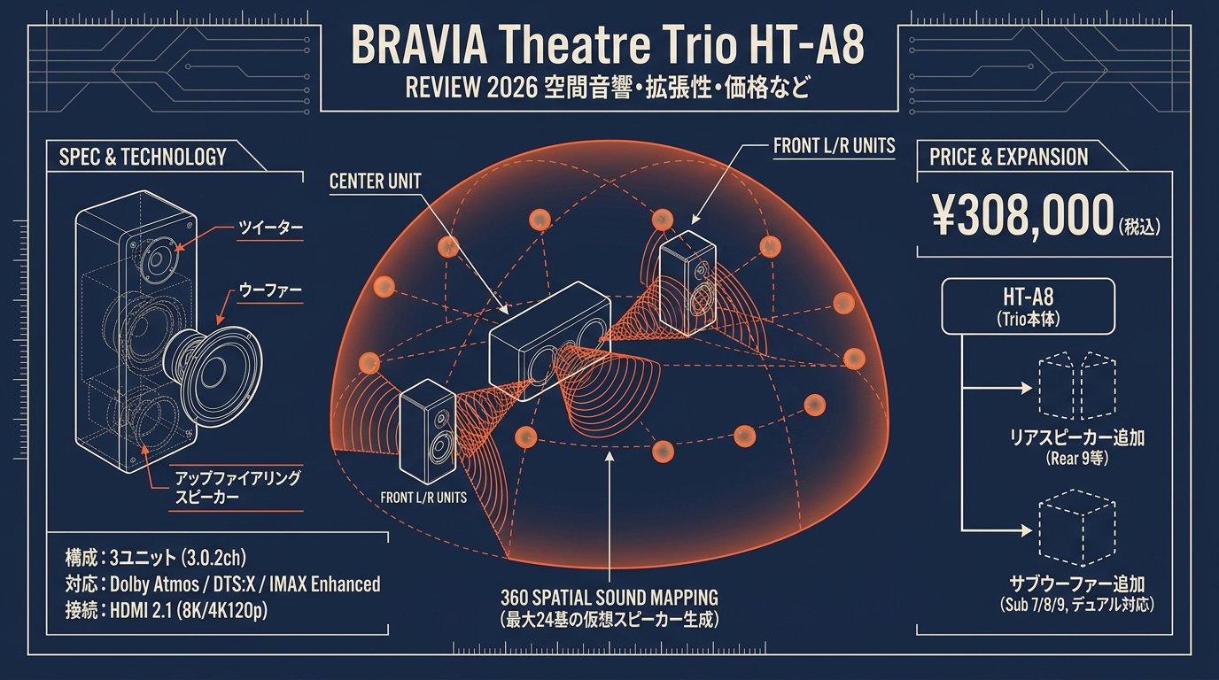 BRAVIA Theatre Trio HT-A8レビュー2026 空間音響・拡張性・価格など アイキャッチ（PC用）